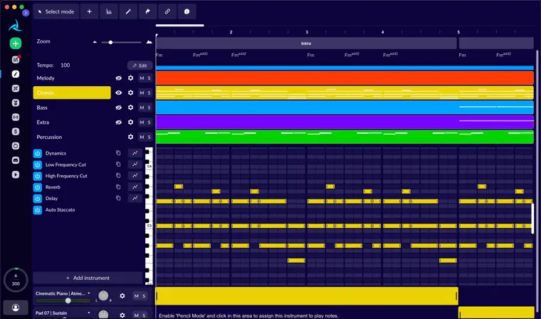 AIVA: Track editing