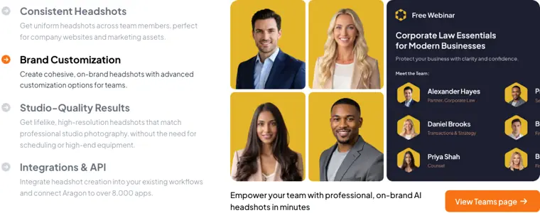 Aragon AI: Team headshot management