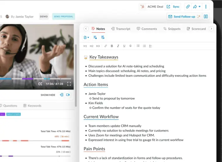 Avoma: AI note taking