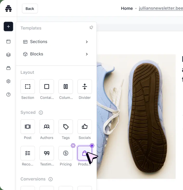beehiiv: Website builder