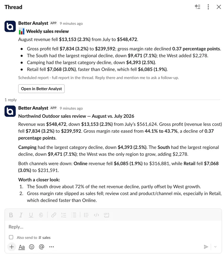 Better Analyst: Scheduled tasks