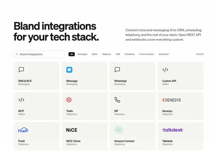 Bland AI: Native integrations