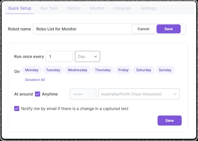 Browse AI: Automated website change monitoring