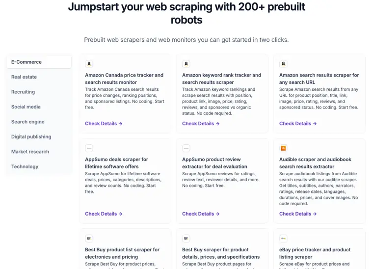 Browse AI: Prebuilt scraper robots