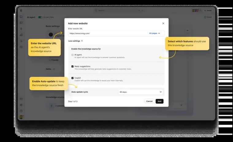 ChatBot.com: Knowledge base management