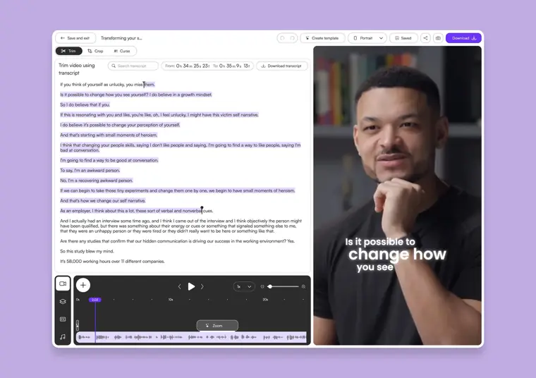Choppity: Text based video editing