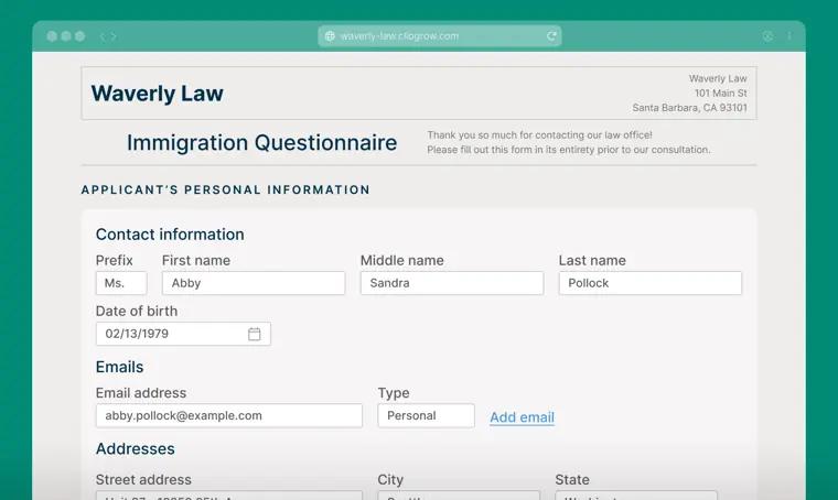 Clio: Clio Grow client intake