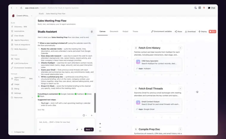 CrewAI: Visual editor