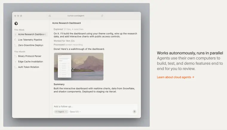 Cursor: Cloud agents