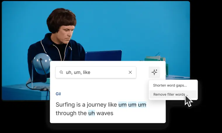 Descript: Remove filler words