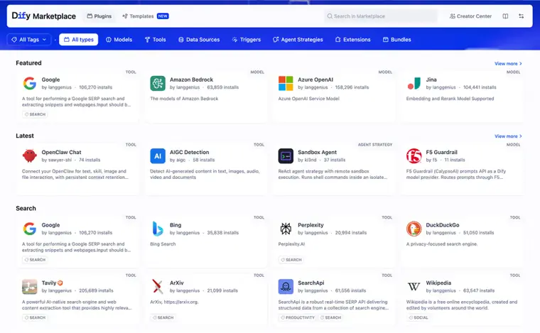Dify: Marketplace integrations