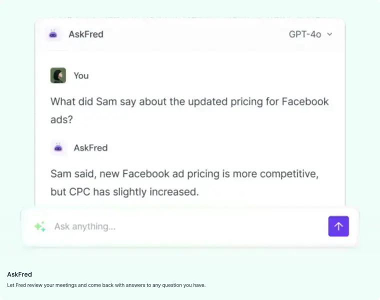 Fireflies.ai: AskFred meeting assistant