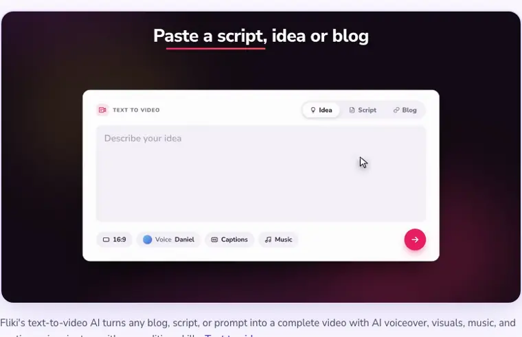 Fliki: Text to video generation