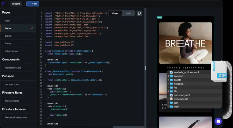 FlutterFlow: Code export