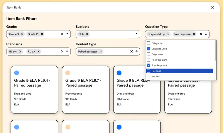 Formative: Standards aligned item bank