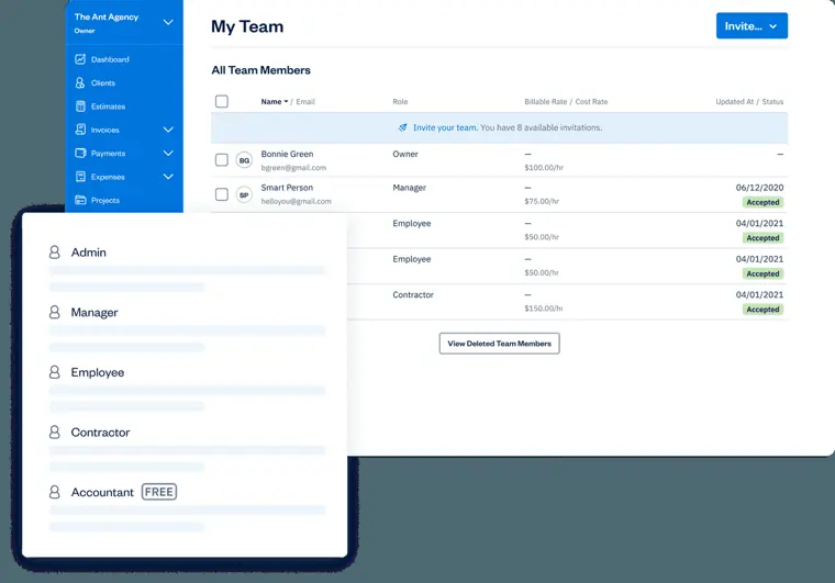 FreshBooks: Team management