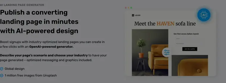 GetResponse: AI landing page generator