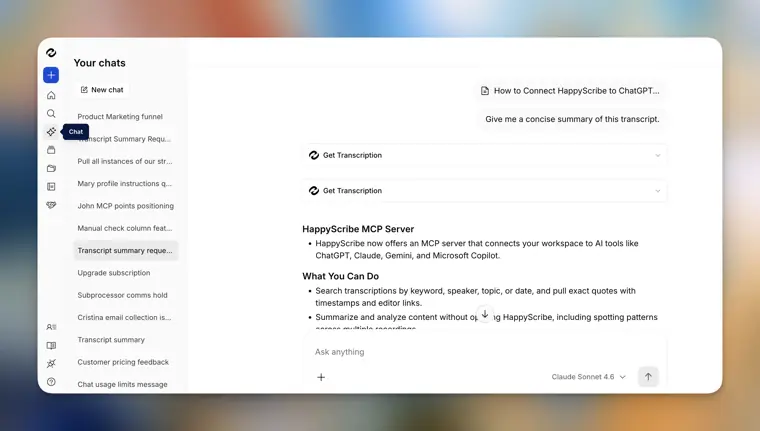 Happy Scribe: AI Chat