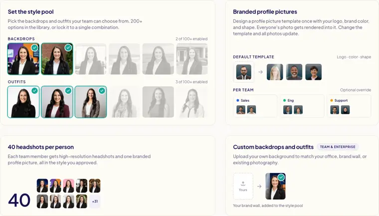HeadshotPro: Custom backdrops and outfits