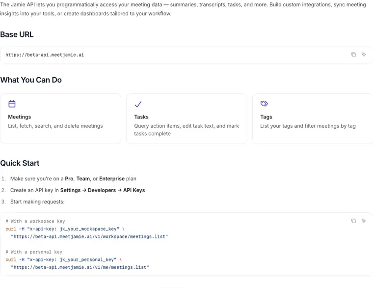 Jamie: Developer API