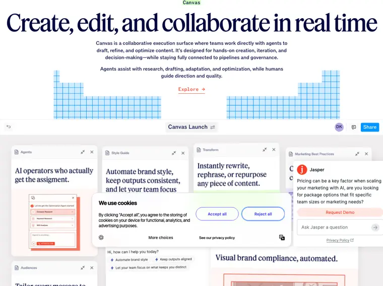 Jasper: Canvas workspace
