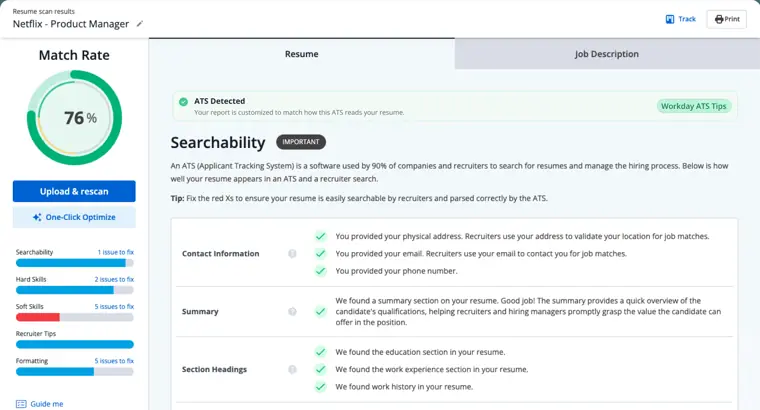 Jobscan: ATS resume checker