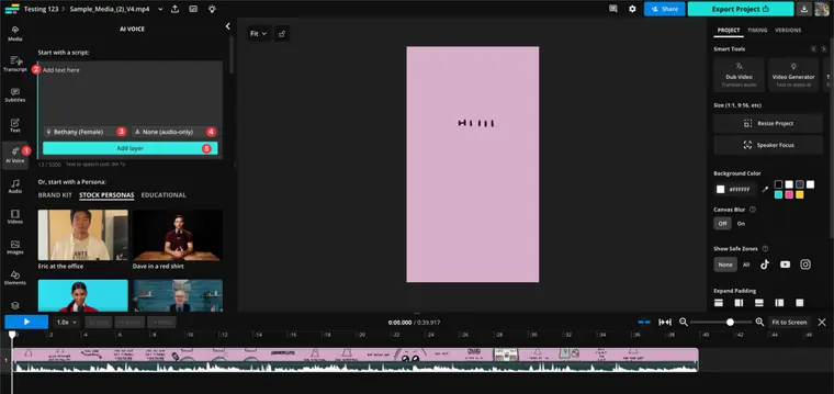 Kapwing: Text to speech and dubbing