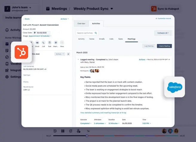 Krisp: Sync to CRM