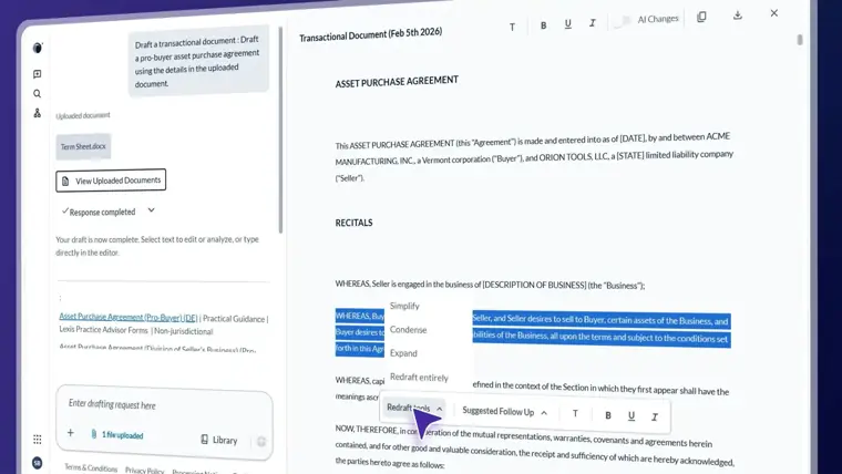 Lexis+ AI: Legal AI drafting