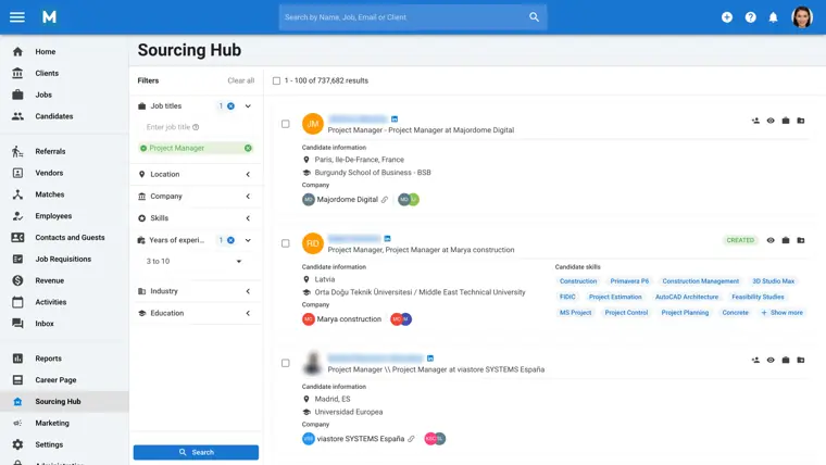 Manatal: Sourcing Hub database