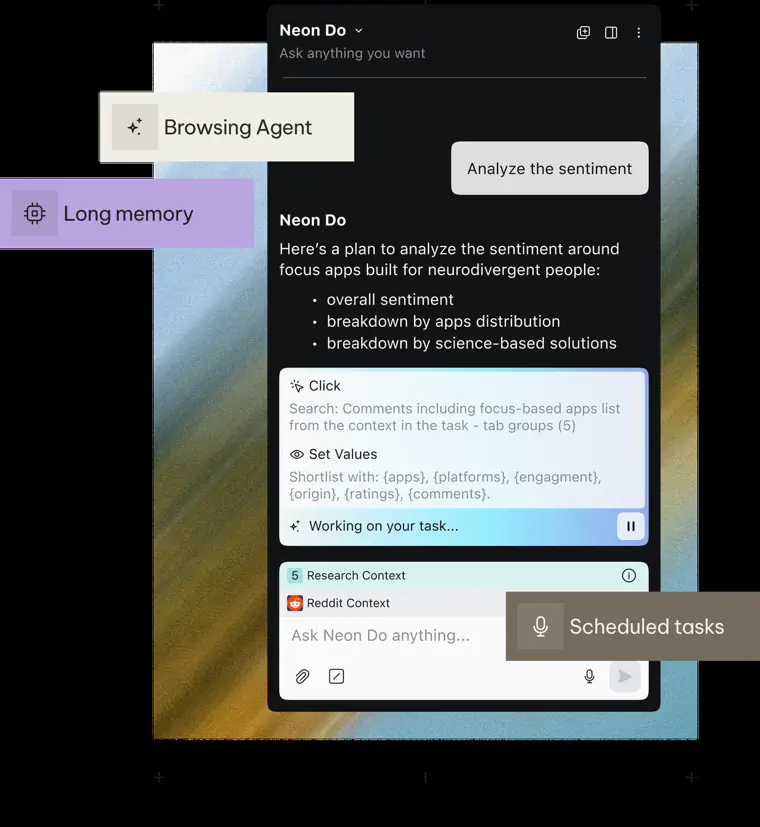 Opera Neon: Different specialized browser agents