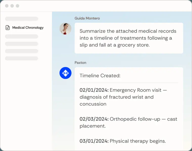 Paxton AI: Medical chronologies