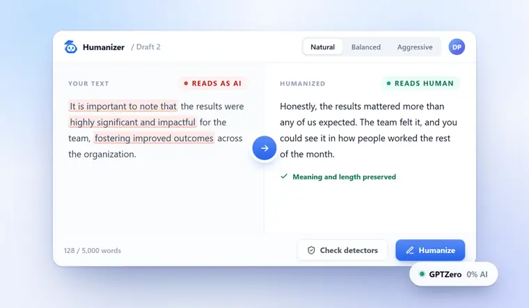 Phrasly: AI humanizer