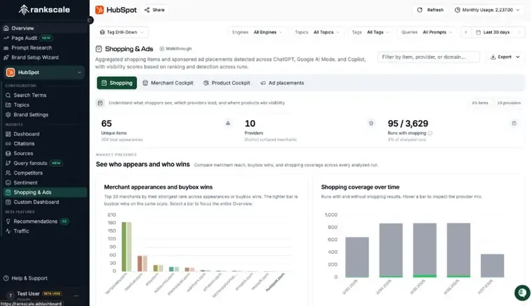 Rankscale: AI commerce and shopping analysis