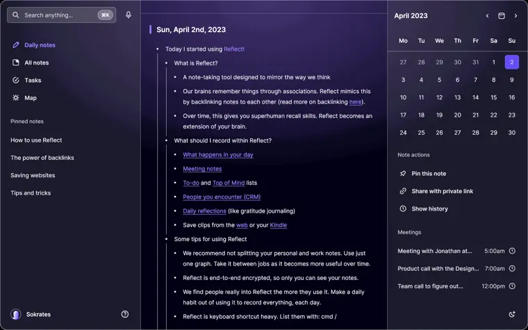 Reflect: Backlinked notes