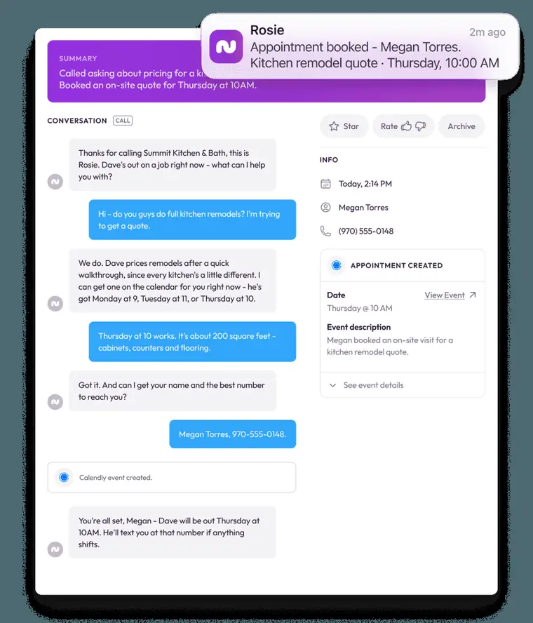 Rosie: Appointment booking