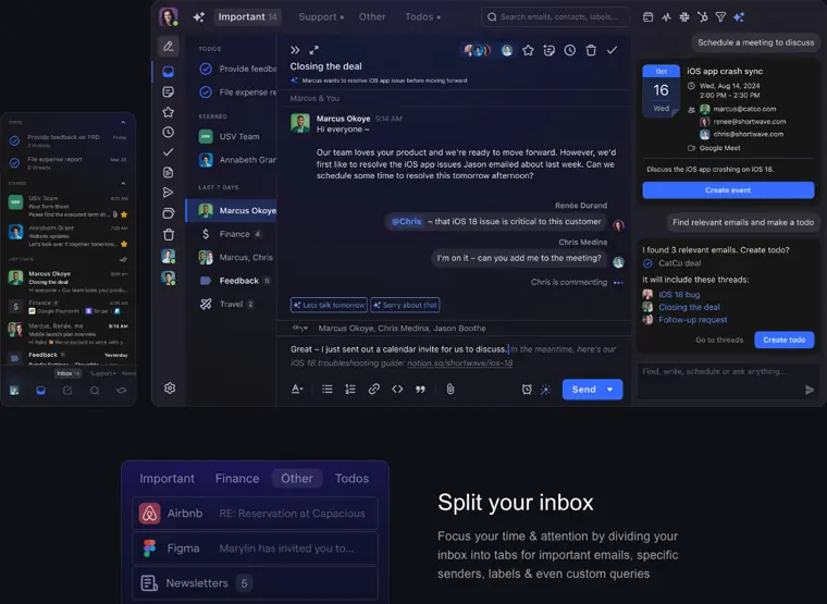 Shortwave: Inbox splits