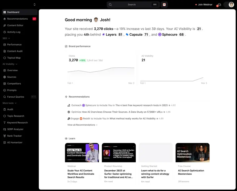 Surfer: AI visibility tracker