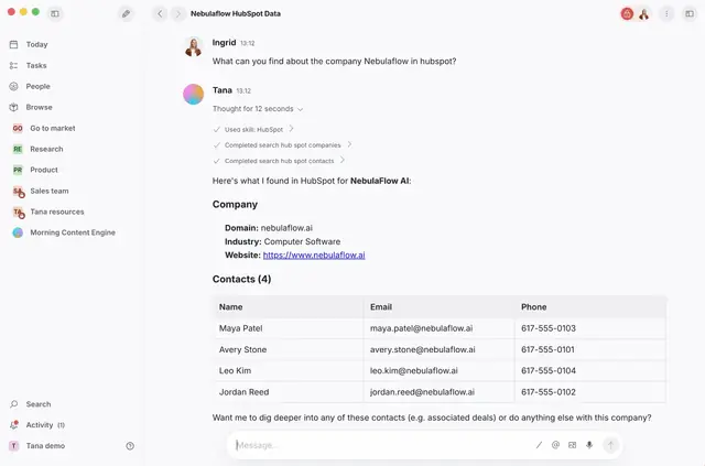 Tana: HubSpot integration