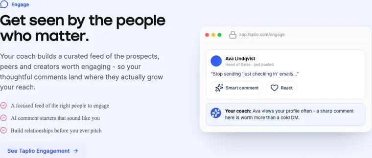 Taplio: Curated engagement builder