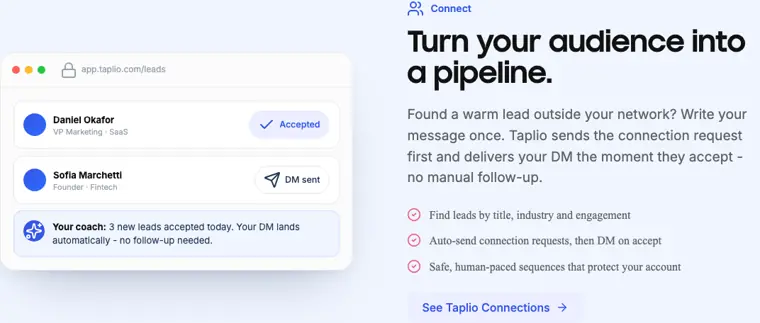 Taplio: Lead outreach automation