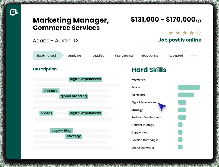 Teal: Job description keyword matching