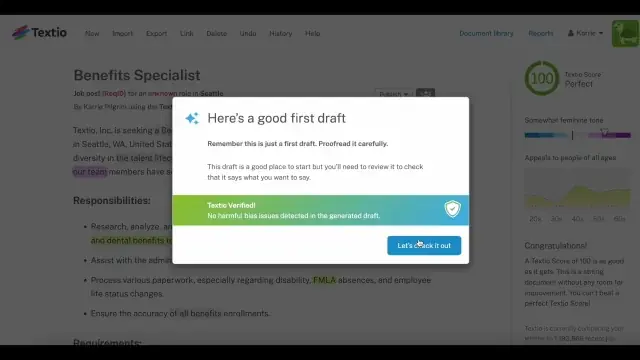 Textio: Textio score