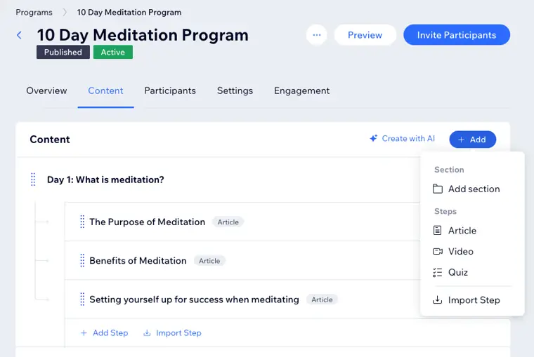 Wix: Online programs