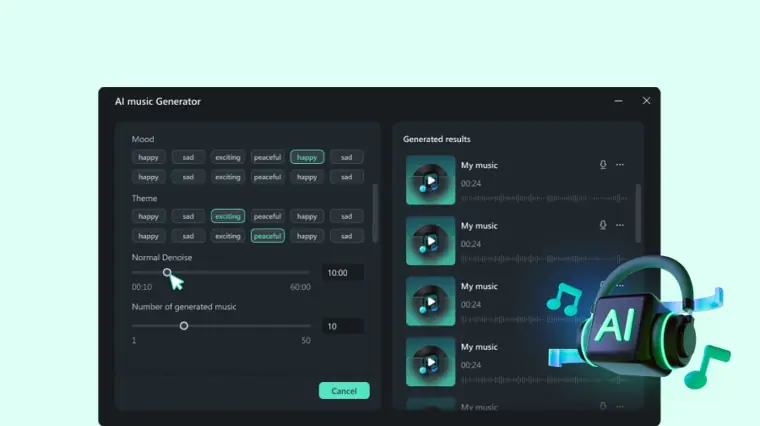 Wondershare Filmora: AI music generator